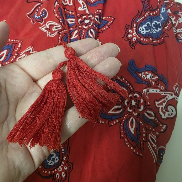 Faded Glory XL (16-18) Womens Red Paisley Tank Top V Neck - Picture 8 of 10